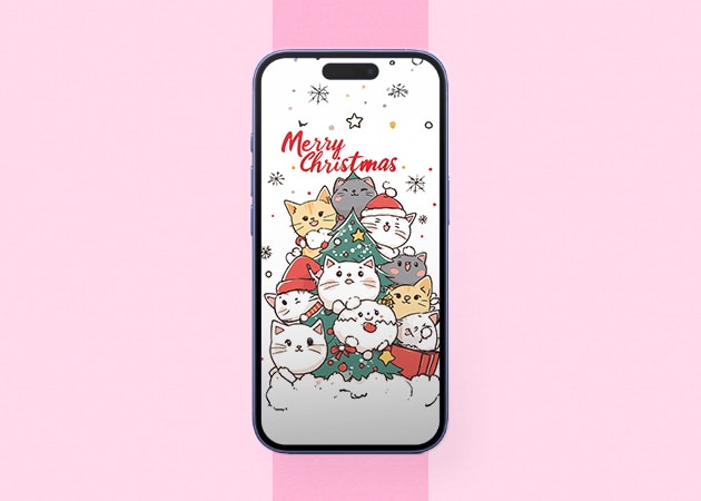 Hello Kitty Christmas wallpaper iPhone mockup.