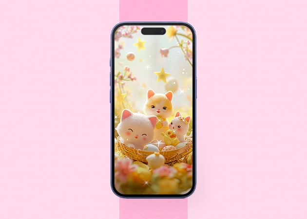 Hello Kitty and friends wallpaper iPhone mockup.