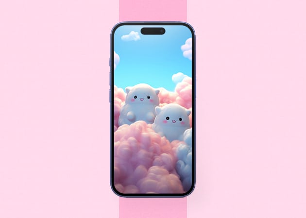 Hello Kitty pastel aesthetic wallpaper iPhone mockup.