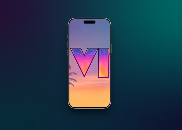 GTA 6 neon logo wallpaper