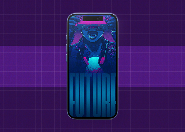 Futuristic dynamic island art wallpaper.