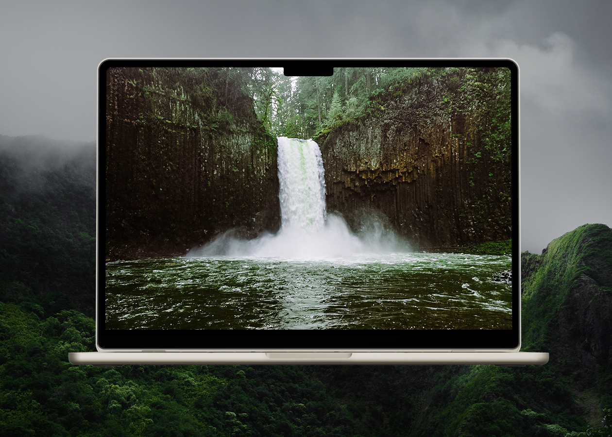 Waterfall surrounded by moss