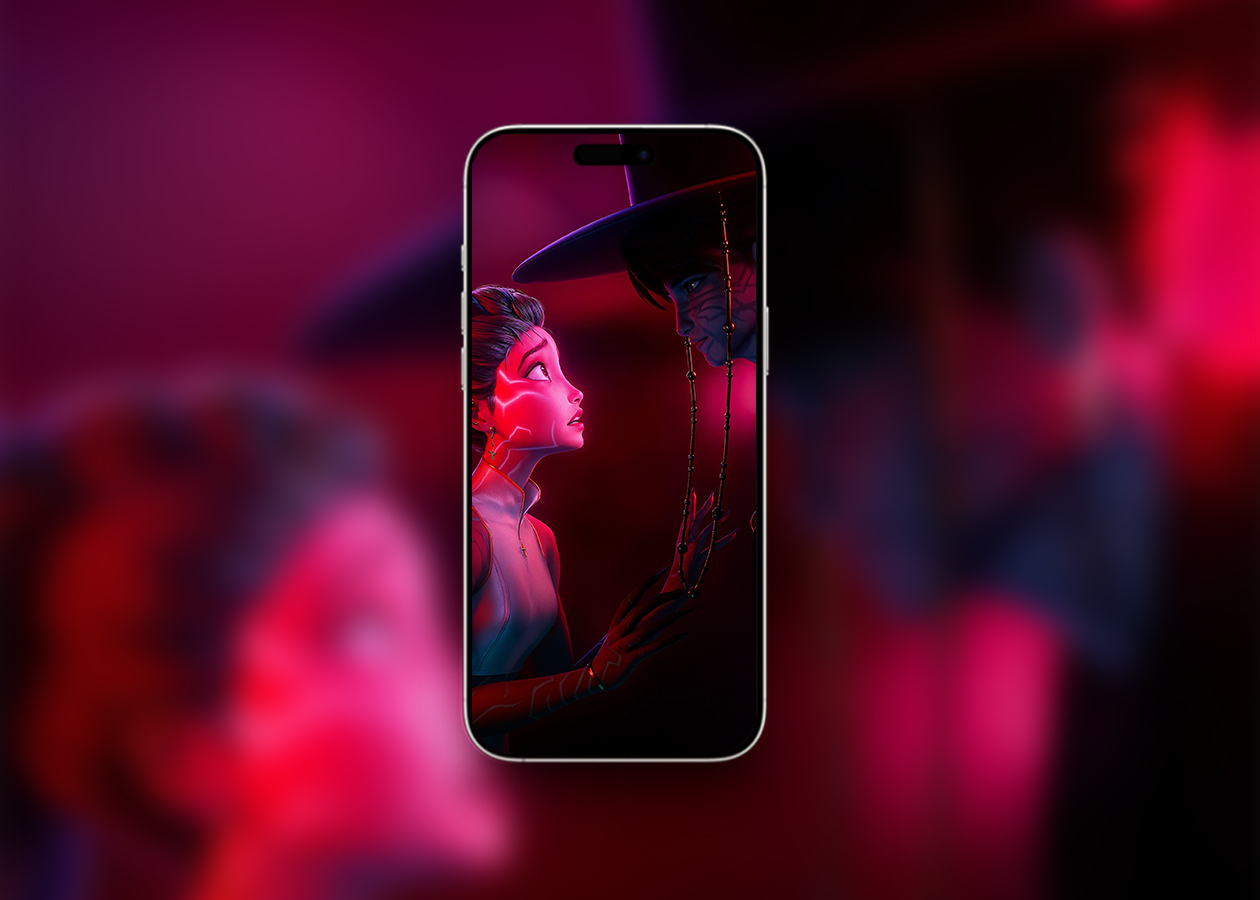 Rumi and Juni Face-Off KPop Demon Hunters iPhone Wallpapers