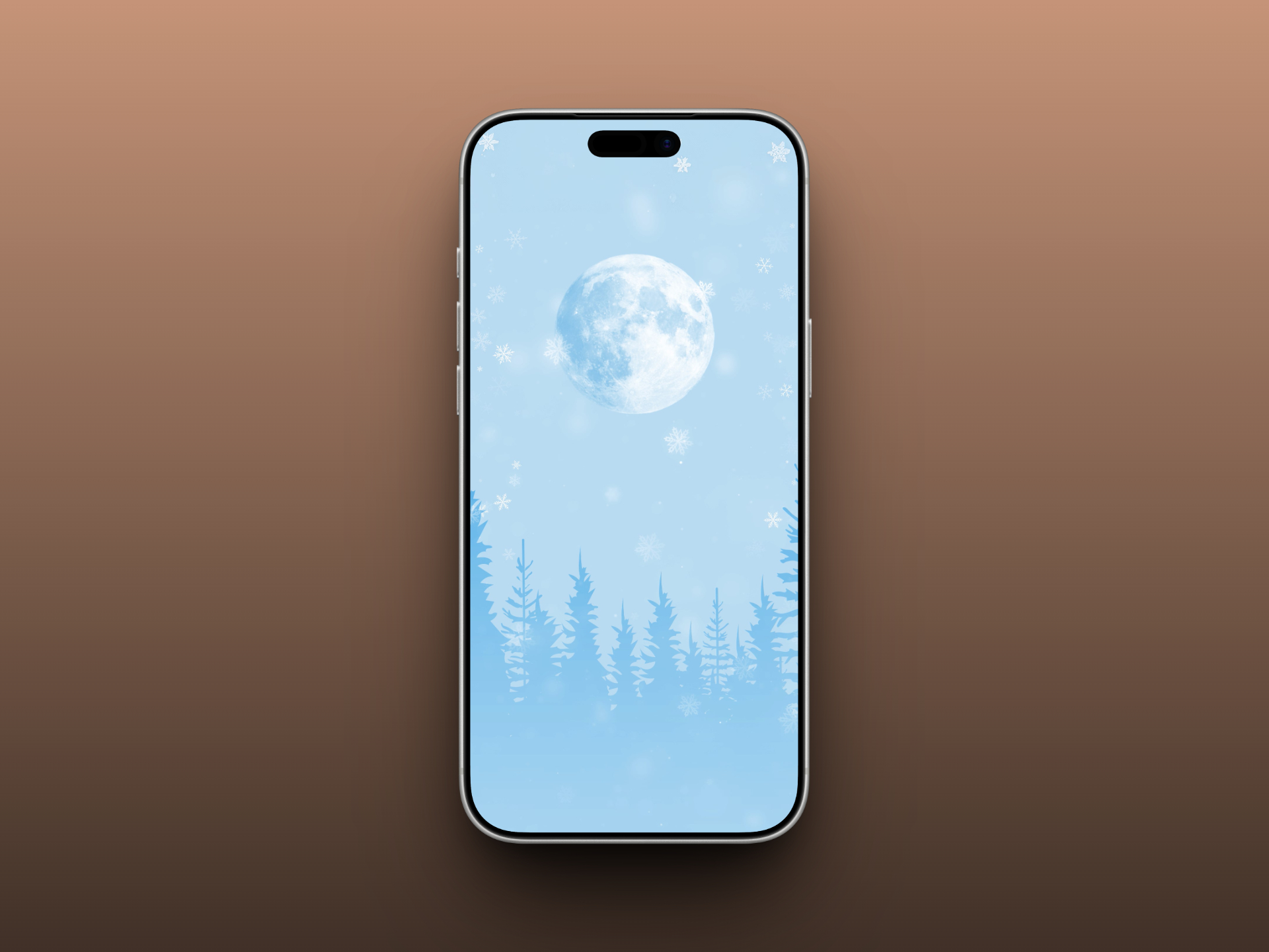 Blue Moon & Snowflakes iPhone Wallpaper