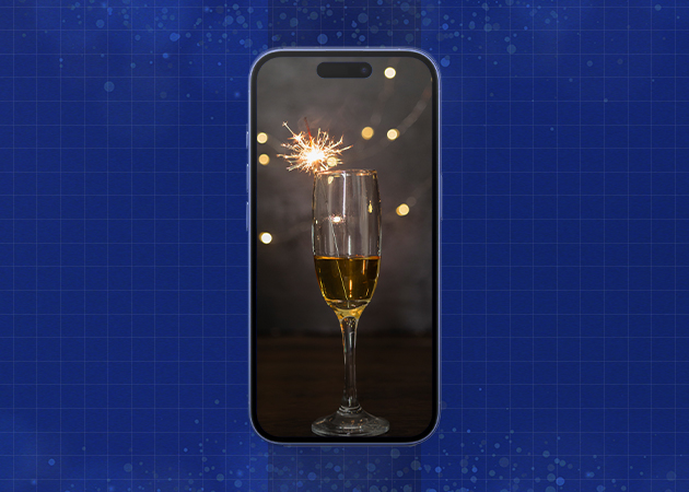 Festive Champagne and Toast iPhone Wallpaper Mockup.