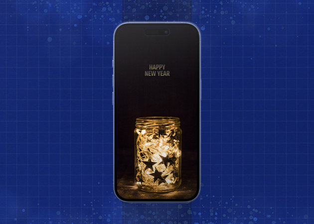 Festive Holiday Lights and Stars iPhone Wallpaper Mockup.