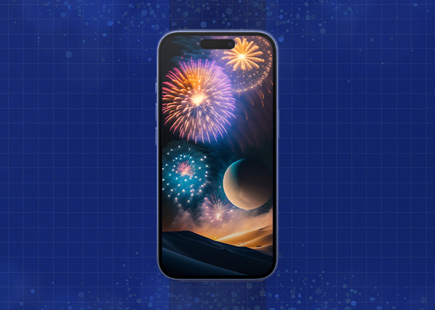 Fireworks Celebration Background iPhone Mockup.