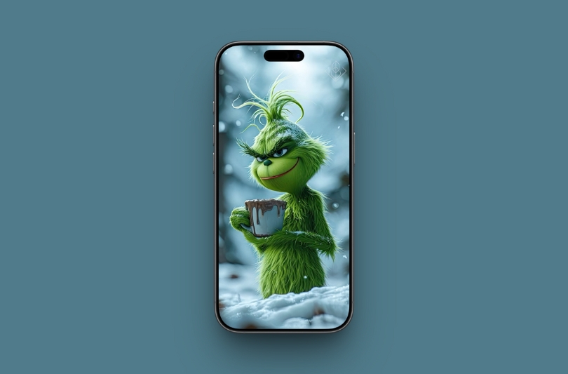 Grinch Holding a Coffee Mug