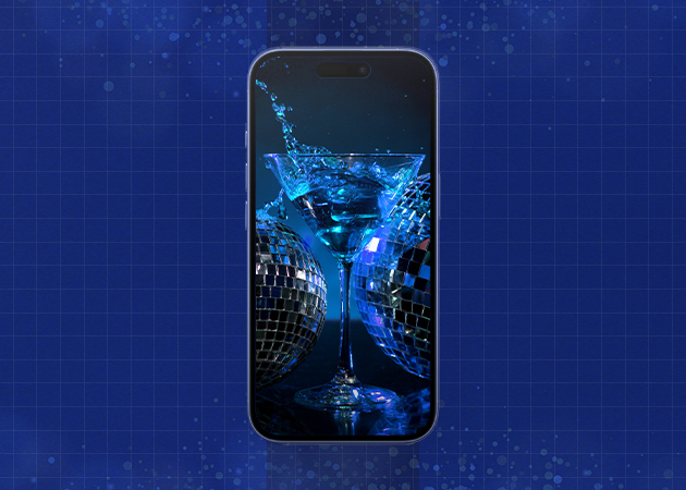 Party Vibes with Disco Lights iPhone Background iPhone Mockup.