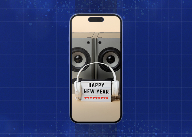 Retro Vintage New Year Look iPhone Background Mockup.